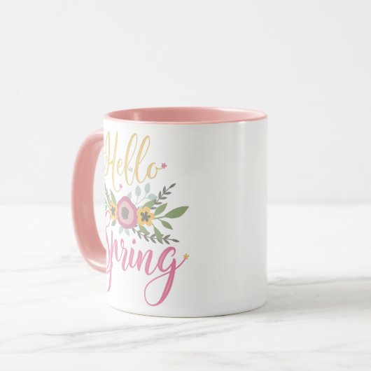 Mug HELLO SPRING - fleurs pastel (Devant gauche)