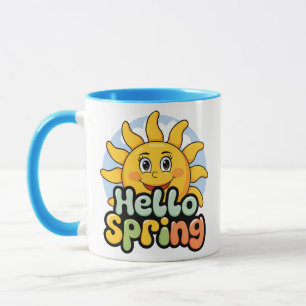 Mug Hello Spring : Soleil Souriant et Ciel Bleu