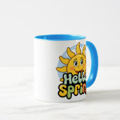 Mug Hello Spring : Soleil Souriant et Ciel Bleu (Devant droit)