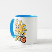 Mug Hello Spring : Soleil Souriant et Ciel Bleu (Devant gauche)