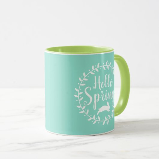 Mug Hello Spring Wreath & Bunny (Devant droit)