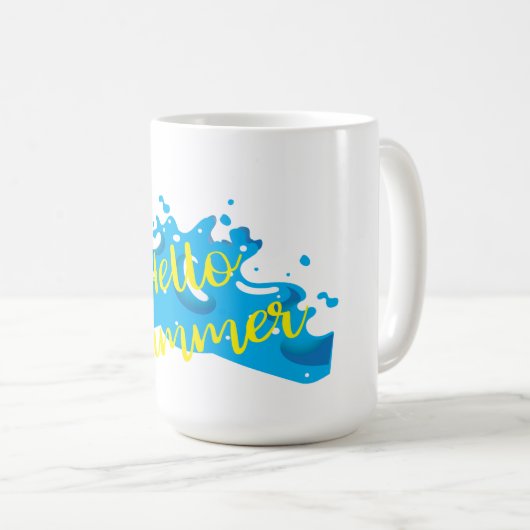 Mug Hello Summer, Waves Graphic, Cool White (Devant droit)
