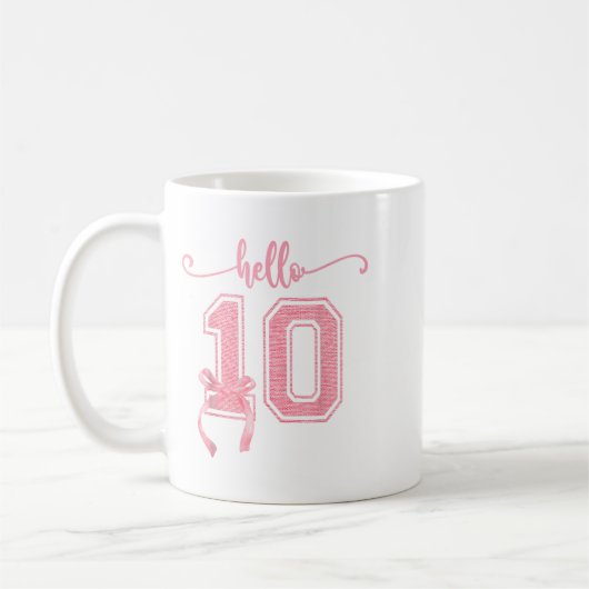 Mug Hello Ten Double Chiffres Cute Coquette Bow 10th B (Gauche)
