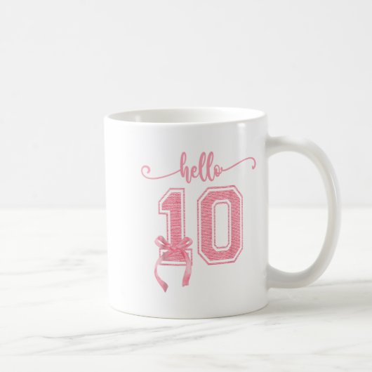 Mug Hello Ten Double Chiffres Cute Coquette Bow 10th B (Droite)