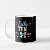 Mug Hello Ten Est 2015 Coquette Bow 10th Birthday Girl (Gauche)