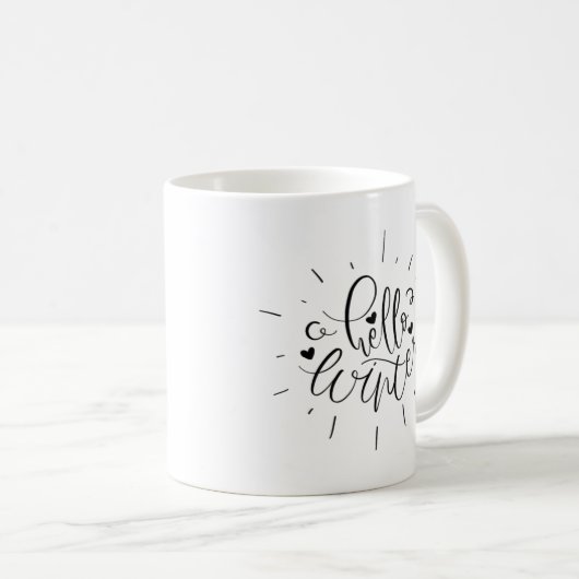 Mug Hello Winter Décor Moderne Script (Devant droit)