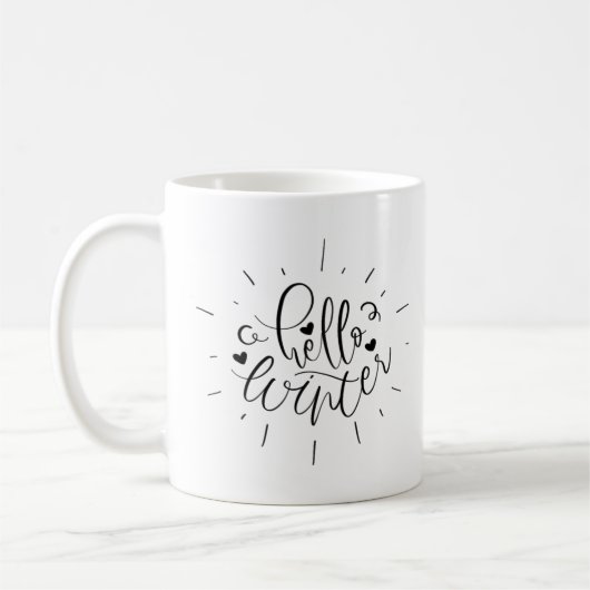 Mug Hello Winter Décor Moderne Script (Gauche)