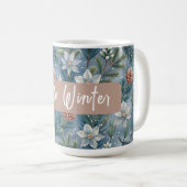 Mug Hello Winter Pines & Flowers (Devant droit)