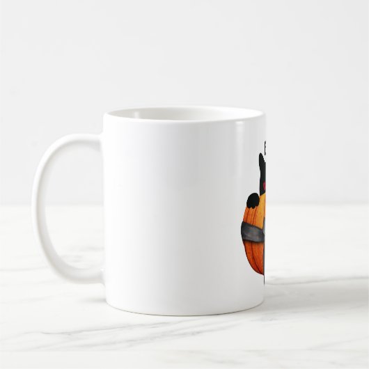 Mug Helloween Chat noir dans un cadeau amusant Citroui (Gauche)