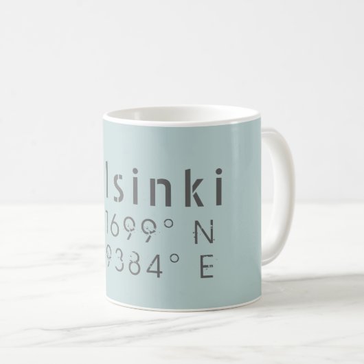 Mug Helsinki Latitude Longitude (Devant droit)