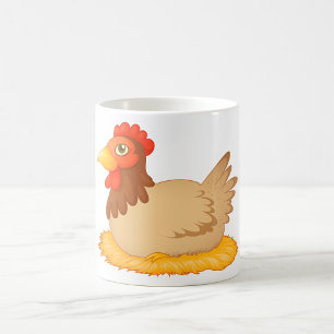Mug Hen assis sur le nid mûre animal de ferme