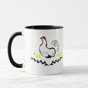 Mug Hen avec deux poussins jaunes