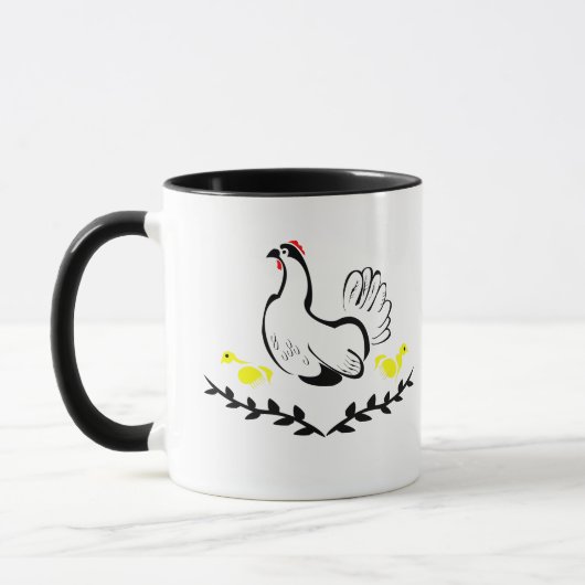 Mug Hen with Yellow Chicks Line Art (Gauche)