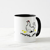 Mug Hen with Yellow Chicks Line Art (Devant droit)