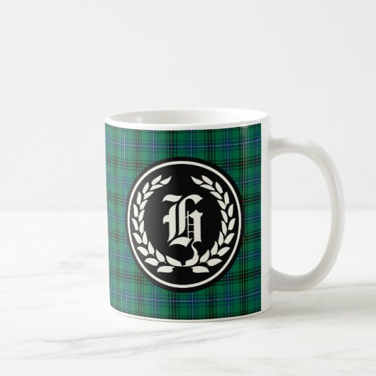 Mug Henderson Clan vert et bleu Tartan Monogramme (Droite)