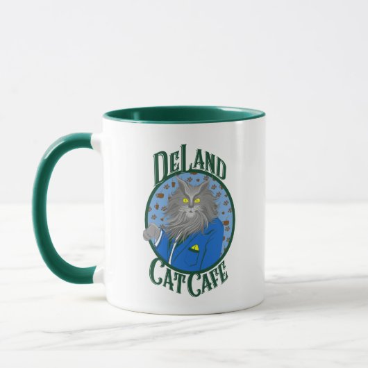 Mug Henry DeCat Cafe de DeLand en costume bleu Logo (Gauche)