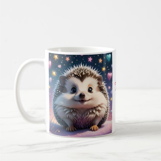 Mug Hérisson adorable avec étoiles et coeurs (Gauche)