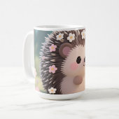Mug Hérisson Adorable avec Fleurs Forêt Kawaii (Devant gauche)