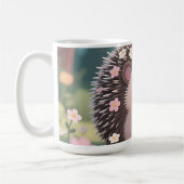 Mug Hérisson Adorable avec Fleurs Forêt Kawaii (Gauche)