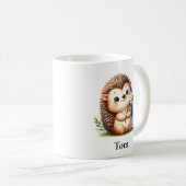 Mug Hérisson assis personnalisé avec fleurs (Devant droit)