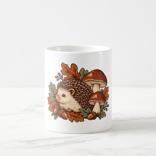 Mug Hérisson avec champignons et feuilles d'automne (Centre)