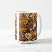 Mug Hérisson Brown Floral William Morris Inspiré (Devant droit)