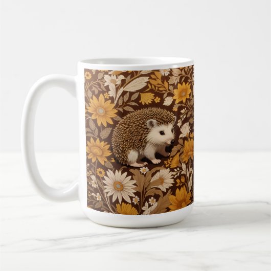 Mug Hérisson Brown Floral William Morris Inspiré (Gauche)