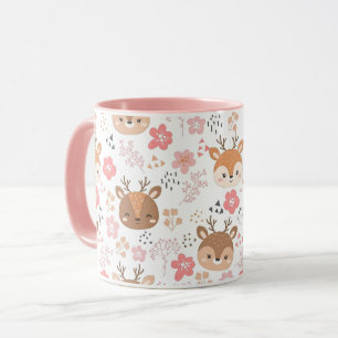 Mug Hérisson et fleurs en bois mignons
