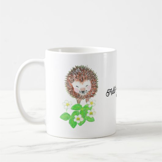Mug Hérisson & Fleurs de fraises Personnalisé Happy (Gauche)