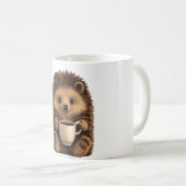 Mug Hérisson Mignon Buvant du Café - Drôle d'Anima (Devant droit)