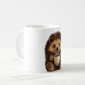Mug Hérisson Mignon Buvant du Café - Drôle d'Anima (Devant gauche)