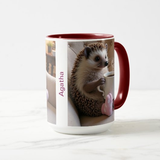 Mug Hérisson Mignon Café Chaussettes Douillettes Modif (Devant droit)