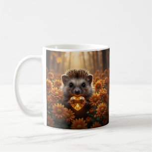 Mug Hérisson mignon de novembre avec cœur de topaze