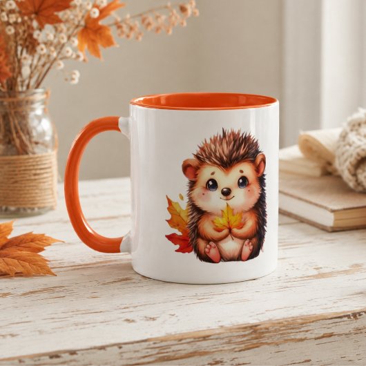 Mug Hérisson mignon Feuilles d'automne