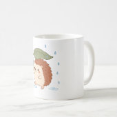 Mug Hérisson Mignon Parapluie Feuille Jour de Plui (Devant droit)