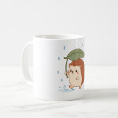 Mug Hérisson Mignon Parapluie Feuille Jour de Plui (Devant gauche)