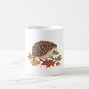 Mug Hérisson parmi les feuilles d'érable tombées