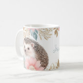 Mug Hérisson personnalisé et cadre floral (Devant gauche)