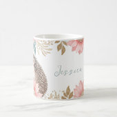 Mug Hérisson personnalisé et cadre floral (Centre)
