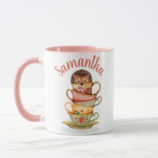 Mug Hérisson Personnalisé et Tasses de Thé Colorée (Gauche)