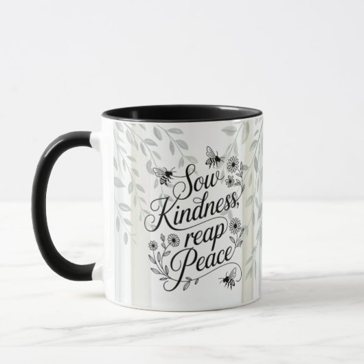 Mug Heritage Sow Kindness Reap Peace Botanical Quote (Gauche)