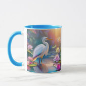 Mug Héron blanc à bec orange, oiseau de fantaisie (Gauche)