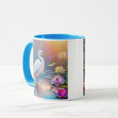 Mug Héron blanc à bec orange, oiseau de fantaisie (Devant gauche)