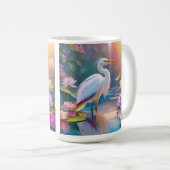 Mug Héron blanc à bec orange, oiseau de fantaisie (Devant droit)