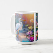 Mug Héron blanc à bec orange, oiseau de fantaisie (Devant gauche)