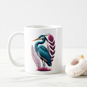 Mug Héron bleu avec quelques plumes roses Serene Wildl