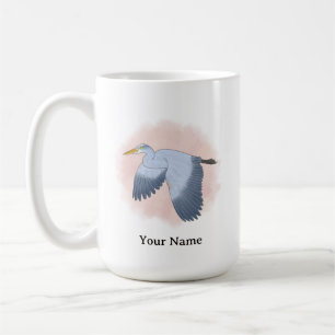 Mug Héron personnalisé avec fond rose