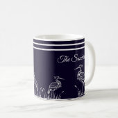Mug Hérons blancs personnalisés côtiers Oiseaux Bleu m (Devant droit)