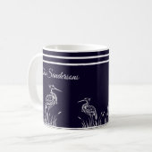 Mug Hérons blancs personnalisés côtiers Oiseaux Bleu m (Devant gauche)