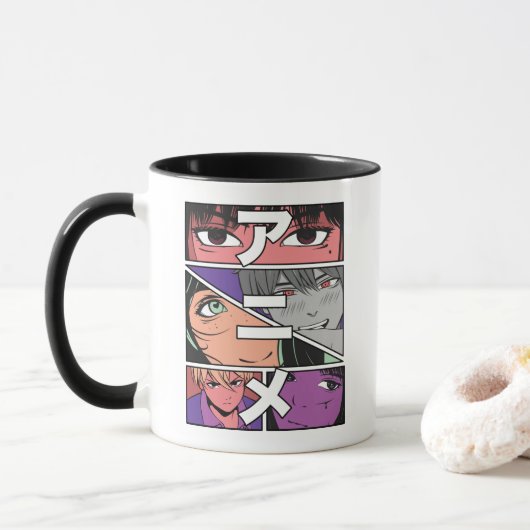 Mug Héros d'Anime et Kanji japonais pour Anime (Avec donut)